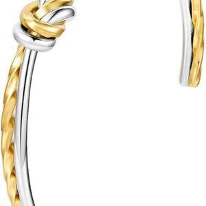Cable Bracelets Women Gold Silver Two Tone Dainty Knot Mixed Metal Jewelry